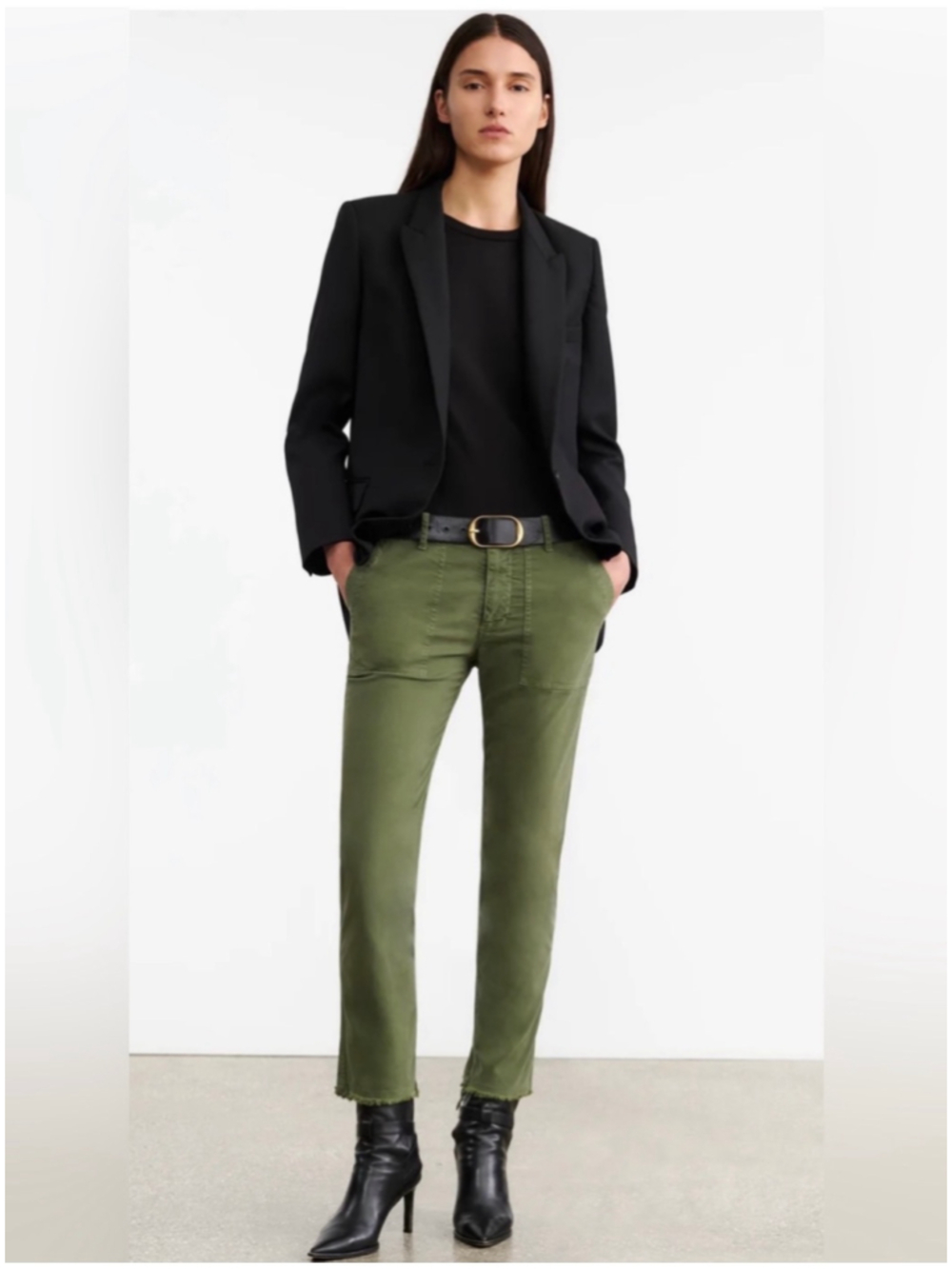 Women's Nili Lotan Jenna Olive Green Utility Pant Size 10